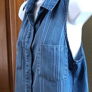 ISO Bella Dahl Curaçao Striped Chambray Shirt in L
